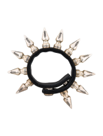 Black Leather Spike Bracelet | Chrome Hearts Style Silver
