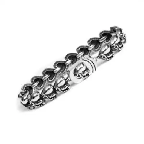 Men’s Gothic Skull Link Bracelet – Antique Silver Stainless Steel Biker Bracelet Men’s Gothic Skull Link Bracelet – Antique Silver Stainless Steel Biker Bracelet