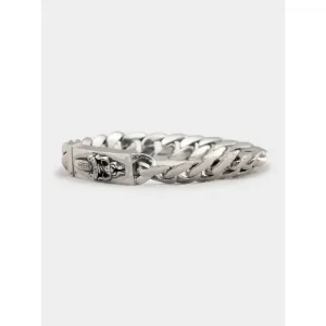 Men's Silver Dagger ID Cuban Link Bracelet