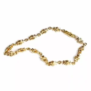 Gold Cross Flower Link Bracelet