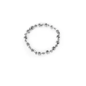Silver Mini Cross Flower Link Bracelet
