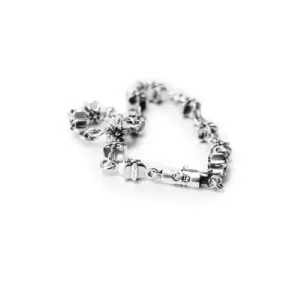Silver Mini Cross Flower Link Bracelet