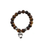 Brown Beaded Bracelet with Silver Pendant