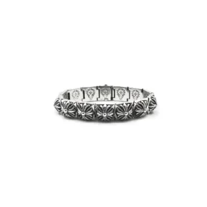 Silver Floral Engraved Link Bracelet
