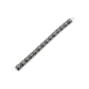 Silver Floral Engraved Link Bracelet