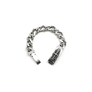 Silver Chunky Chain Bracelet with Logo Clasp