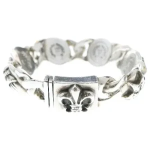 Silver Fleur-de-Lis Chain Bracelet