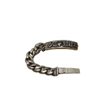 Silver Chunky Chain Bracelet with Engraved Clasp