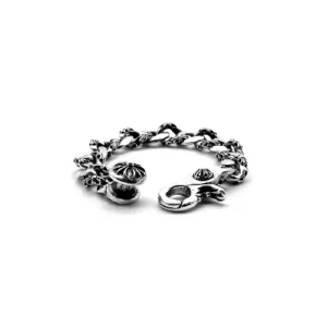 Silver Floral Charm Chain Bracelet