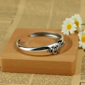 Silver Engraved Open Cuff Bracelet